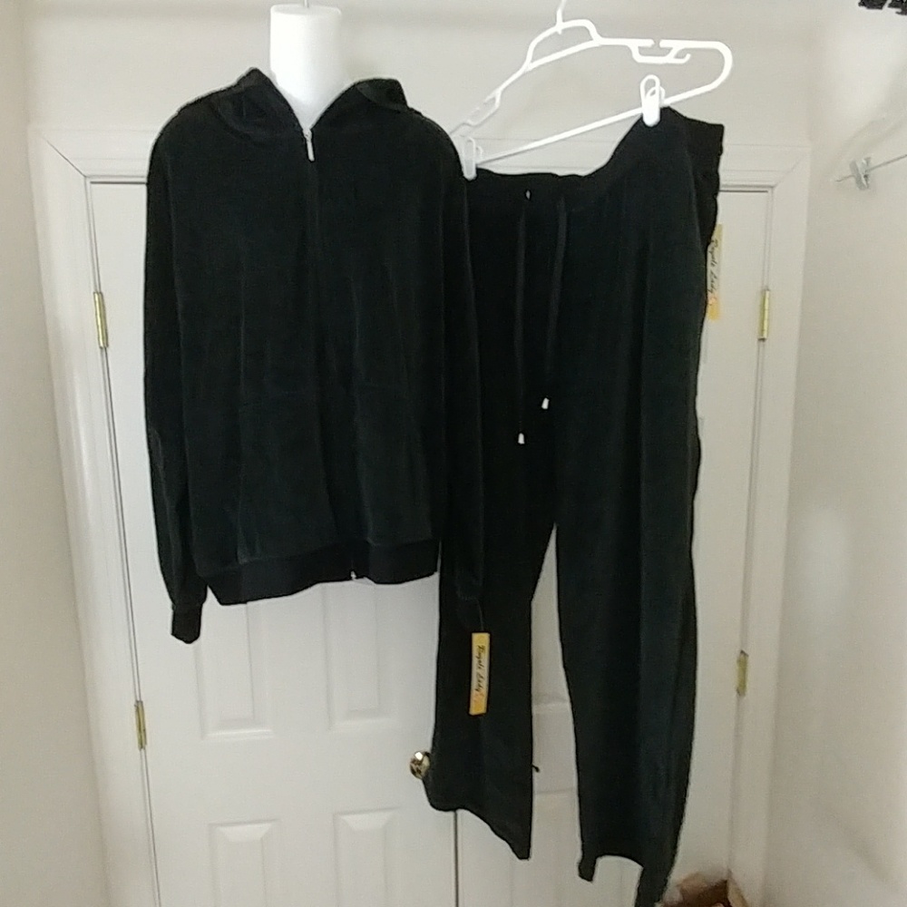 Women's Plus Size Black Velvet Hoodie 3X Suit